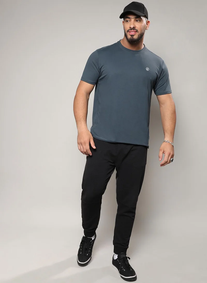 Instafab Plus Instafab Plus Men's Dark Grey Basic Activewear T-Shirt For Casual Wear | Crew Neck | Short Sleeve | Pull On Closure | Jersey T-Shirt Crafted With Comfort Fit For Everyday Wear