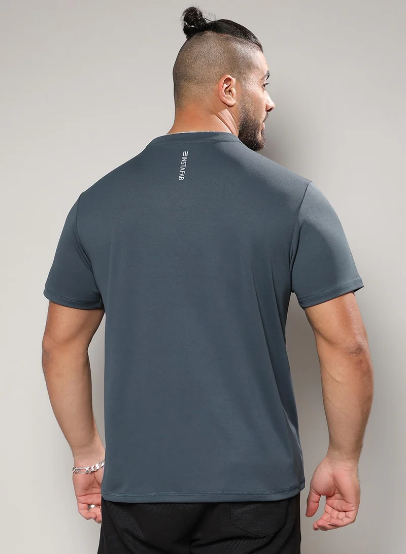 Instafab Plus Instafab Plus Men's Dark Grey Basic Activewear T-Shirt For Casual Wear | Crew Neck | Short Sleeve | Pull On Closure | Jersey T-Shirt Crafted With Comfort Fit For Everyday Wear
