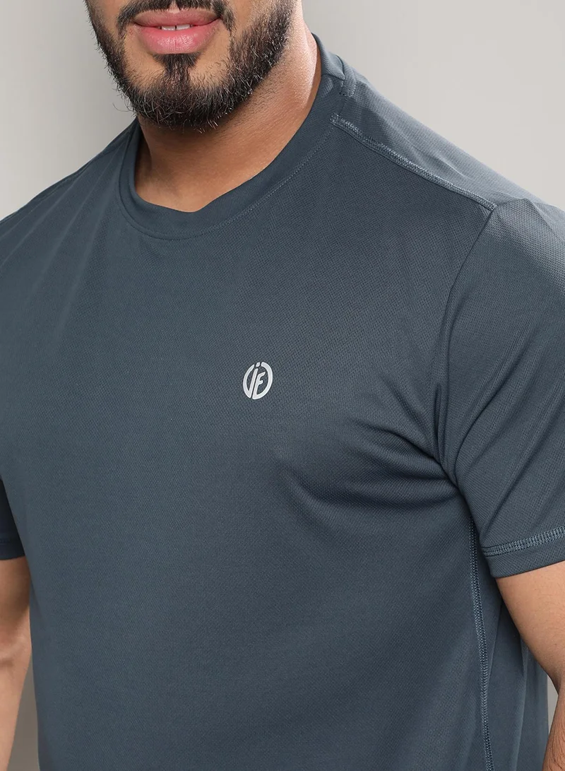 Instafab Plus Instafab Plus Men's Dark Grey Basic Activewear T-Shirt For Casual Wear | Crew Neck | Short Sleeve | Pull On Closure | Jersey T-Shirt Crafted With Comfort Fit For Everyday Wear