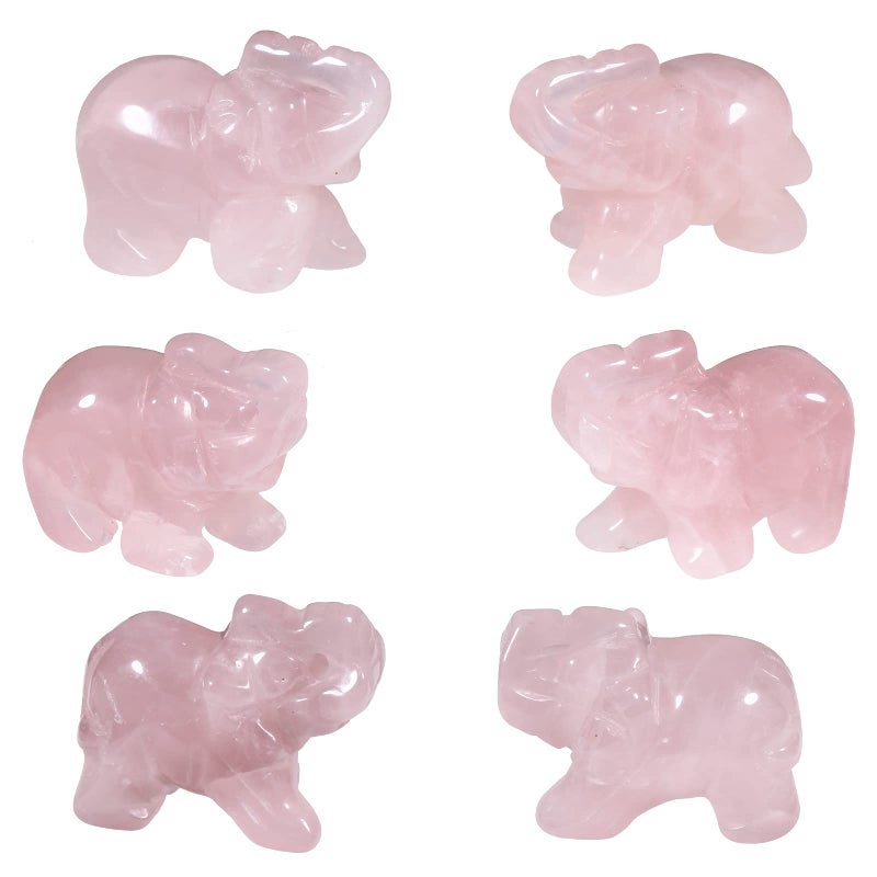 SUNYIK 1.5 Inch Rose Quartz Elephant Figurine, Healing Stone Elephant with Trunk Up Good Luck Desk Decor for Office Home - Image 5
