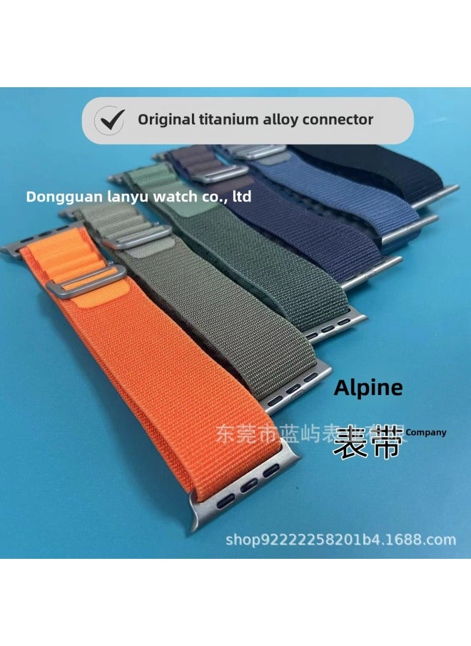 Generic - For Apple IwatchS10/S9/S8/S7/Ultra Genuine Goods Titanium Alloy Connector Alpine Loop Strap-Color:Olive (titanium Alloy Connector) - Image 1