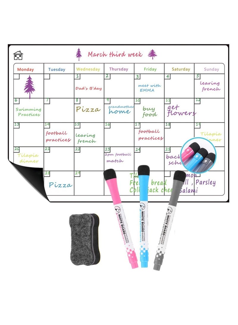 Generic Magnetic Calendar Whiteboard White  - Image 1