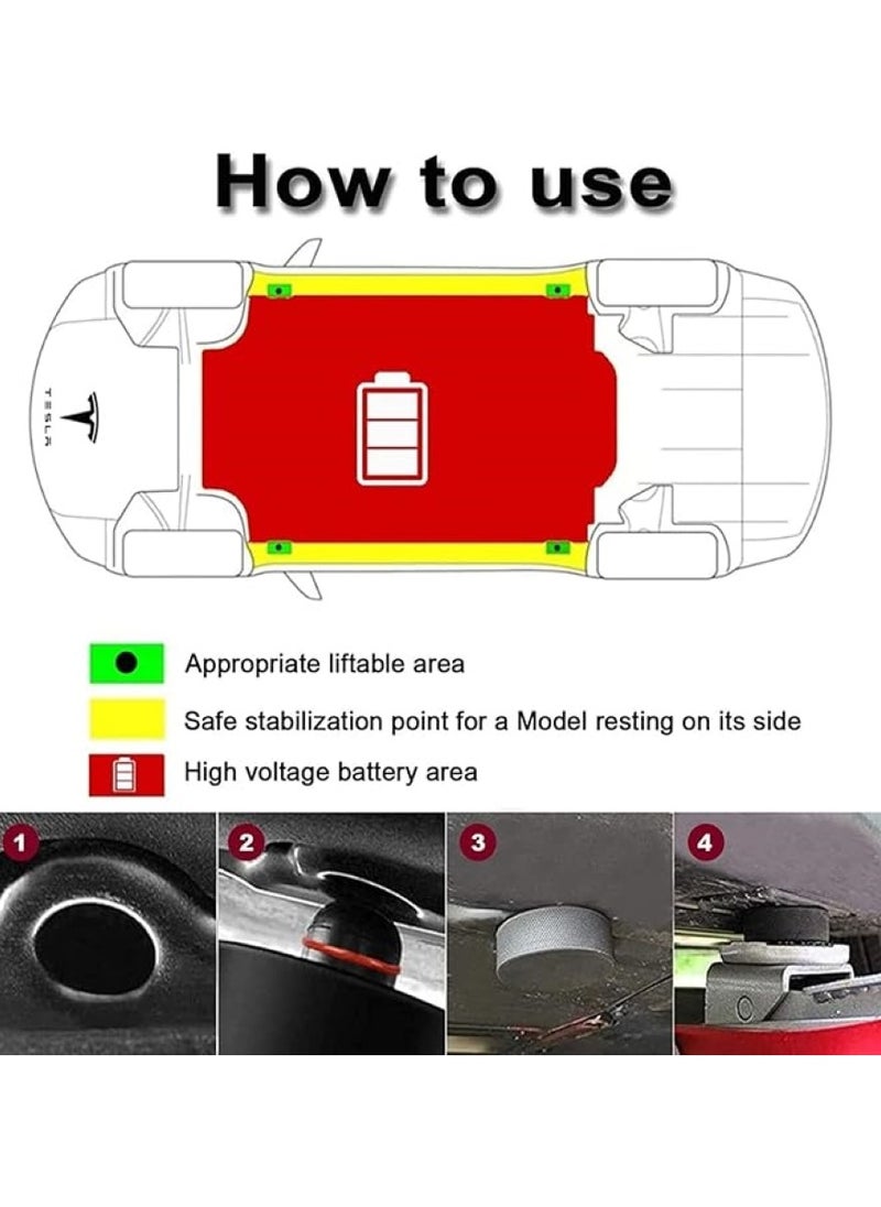 Excefore - 4X Car Rubber Jack Pad Point Adapter Tool W/Storage Case Box Non-Slip Support Frame Protector Floor Lifting Trolley for Tesla Model X/3/Y/S Black - Image 1