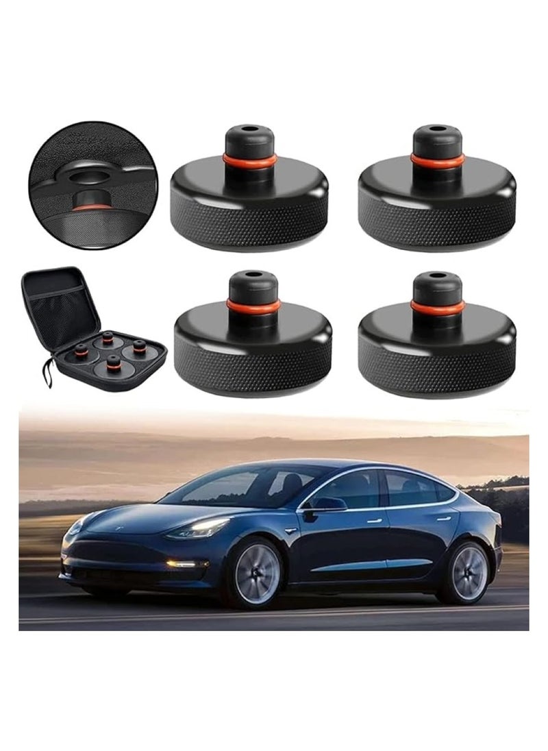 Excefore - 4X Car Rubber Jack Pad Point Adapter Tool W/Storage Case Box Non-Slip Support Frame Protector Floor Lifting Trolley for Tesla Model X/3/Y/S Black - Image 1