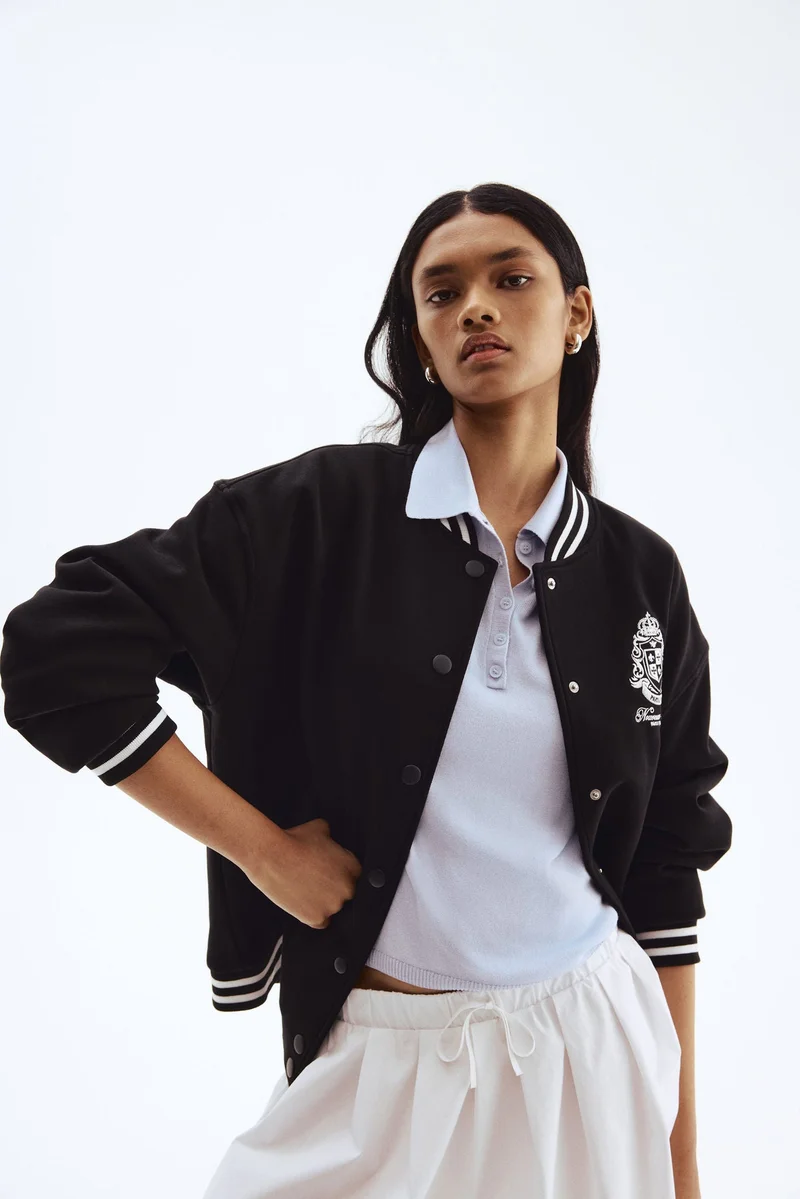 اتش اند ام جاكيت بيسبول مزخرف