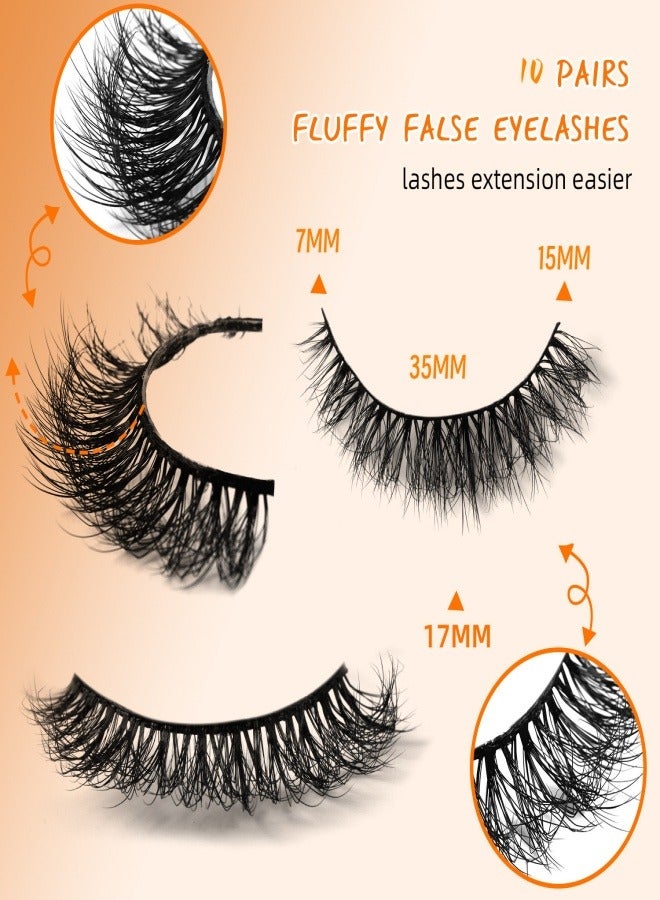 Generic （ 10 Pairs ）Fluffy Messy Faux False Eyelashes,Soft Curly False Lashes,Reusable Natural Eyelash Simulation Curl False Eyelashfor Make up  - Image 4