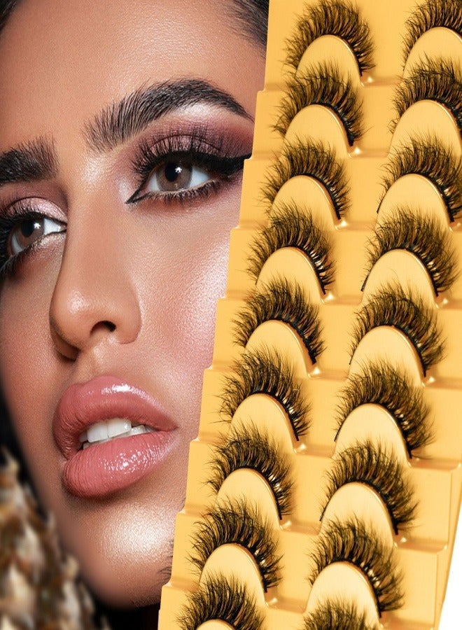 Generic （ 10 Pairs ）Fluffy Messy Faux False Eyelashes,Soft Curly False Lashes,Reusable Natural Eyelash Simulation Curl False Eyelashfor Make up  - Image 1