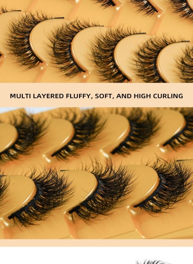 Generic （ 10 Pairs ）Fluffy Messy Faux False Eyelashes,Soft Curly False Lashes,Reusable Natural Eyelash Simulation Curl False Eyelashfor Make up  - Image 3