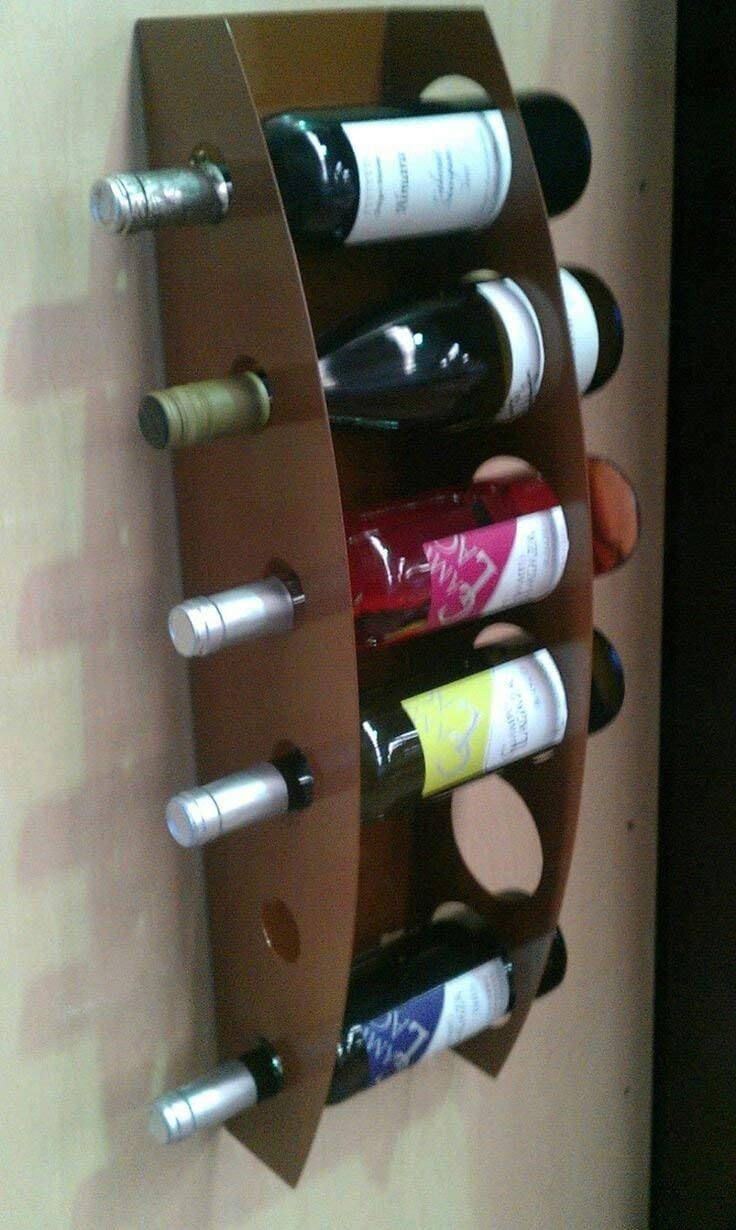 Indian Decor 4024 Efficient and Stylish Metal Wall Mounted Wine Shelf Display and Organize Your Wine Collection with Elegance and SpaceSaving Design Brown  - Image 1