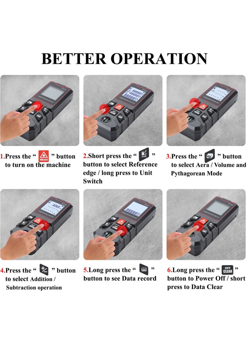 Generic - Laser Measure 328Ft, M/in/Ft Units Switch Laser Distance Meter With LCD Backlit Digital Laser Tape Measure Measurement Tool,Pythagorean Mode Distance Measure Area And Volume Calculation - Image 1
