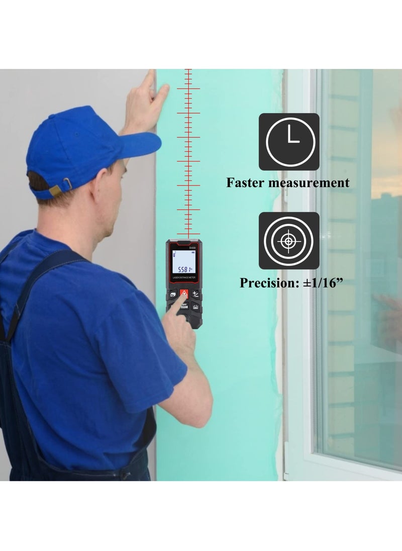 Generic - Laser Measure 328Ft, M/in/Ft Units Switch Laser Distance Meter With LCD Backlit Digital Laser Tape Measure Measurement Tool,Pythagorean Mode Distance Measure Area And Volume Calculation - Image 1