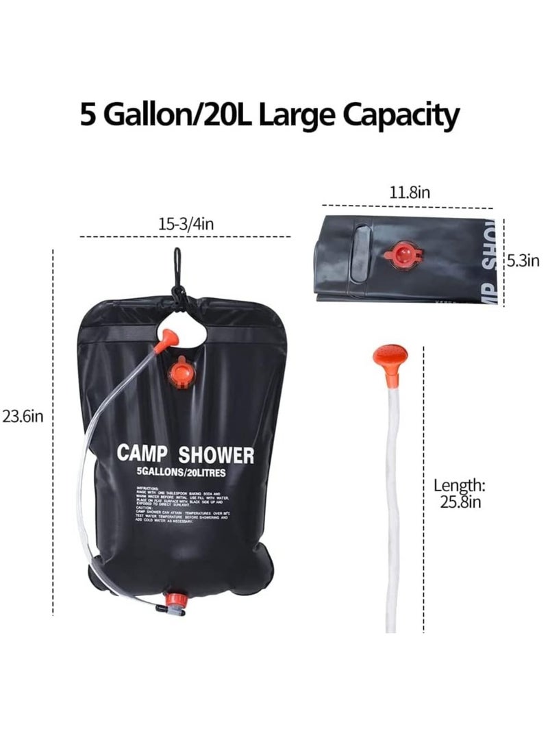 SYOSI - Solar Shower Bag, 5 Gallons20L Camping Shower Bag, Portable Shower Bag with Removable Hose and On Off Switchable Shower Head for Camping Beach Swimming Outdoor Traveling - Image 1