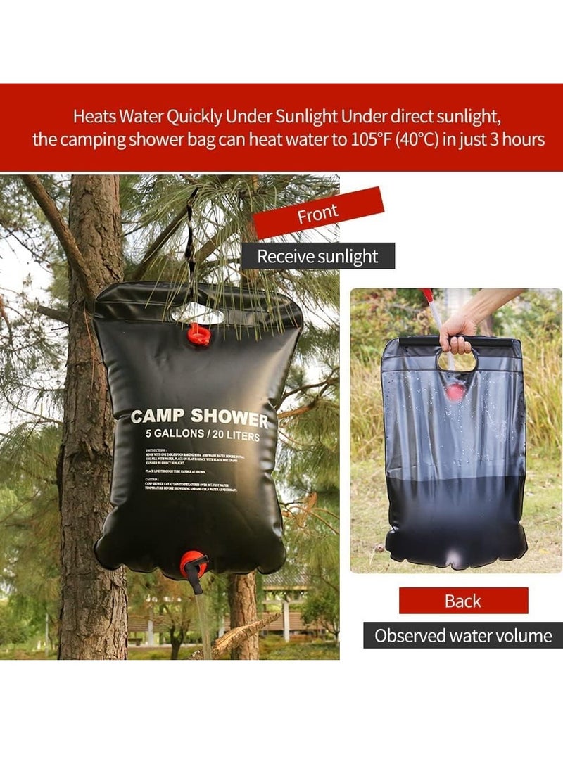 SYOSI - Solar Shower Bag, 5 Gallons20L Camping Shower Bag, Portable Shower Bag with Removable Hose and On Off Switchable Shower Head for Camping Beach Swimming Outdoor Traveling - Image 1