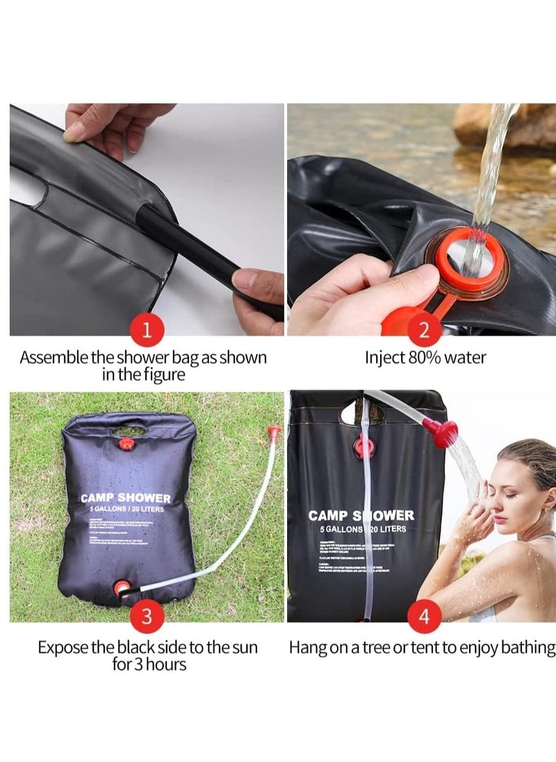 SYOSI - Solar Shower Bag, 5 Gallons20L Camping Shower Bag, Portable Shower Bag with Removable Hose and On Off Switchable Shower Head for Camping Beach Swimming Outdoor Traveling - Image 1