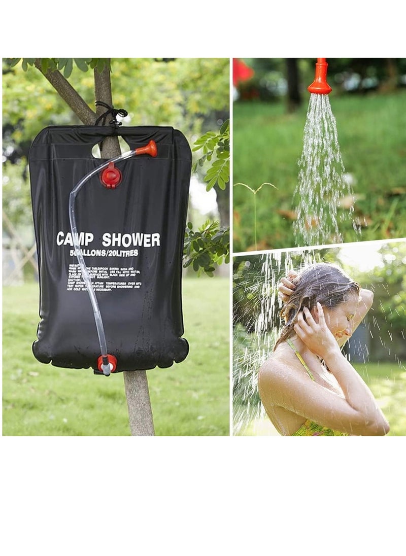 SYOSI - Solar Shower Bag, 5 Gallons20L Camping Shower Bag, Portable Shower Bag with Removable Hose and On Off Switchable Shower Head for Camping Beach Swimming Outdoor Traveling - Image 1