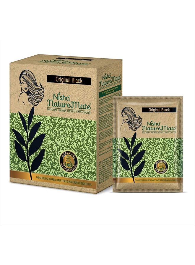 Nisha Naturemate Natural Henna Based Hair Color, Black Hair Dye, No Ammonia, Natural Black Hair Color For Gray Coverage, 6-in-1, 10gm Each Pouch, Box Pack - Image 1