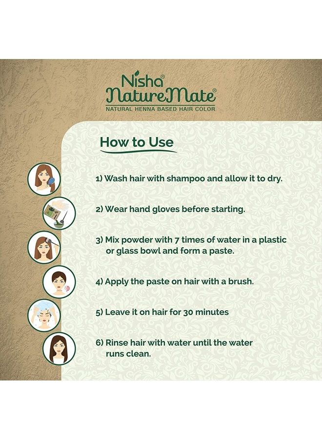 Nisha Naturemate Natural Henna Based Hair Color, Black Hair Dye, No Ammonia, Natural Black Hair Color For Gray Coverage, 6-in-1, 10gm Each Pouch, Box Pack - Image 4