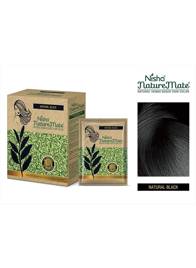 Nisha Naturemate Natural Henna Based Hair Color, Black Hair Dye, No Ammonia, Natural Black Hair Color For Gray Coverage, 6-in-1, 10gm Each Pouch, Box Pack - Image 2