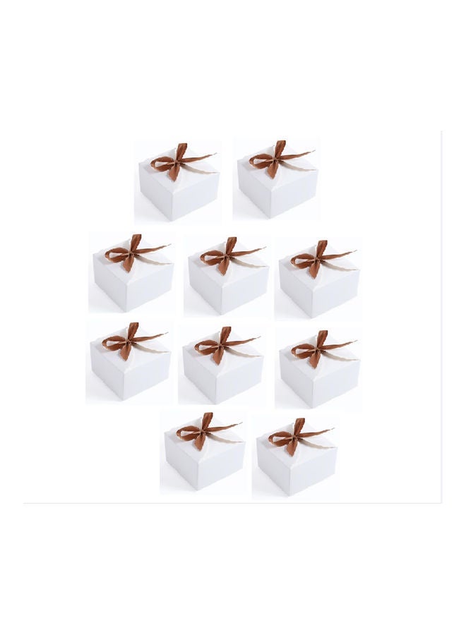 NIBEMINENT 10-Piece Square Kraft Gift Box White/Brown 