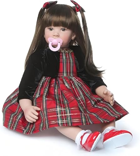 iCradle 24inch Reborn Baby Doll Girl Soft Body Baby Doll Silicone Vinyl Toddler Realistic Baby DollPrincess Long Hair Lifelike Neborn Baby Doll Toy for Ages 3 - Image 1
