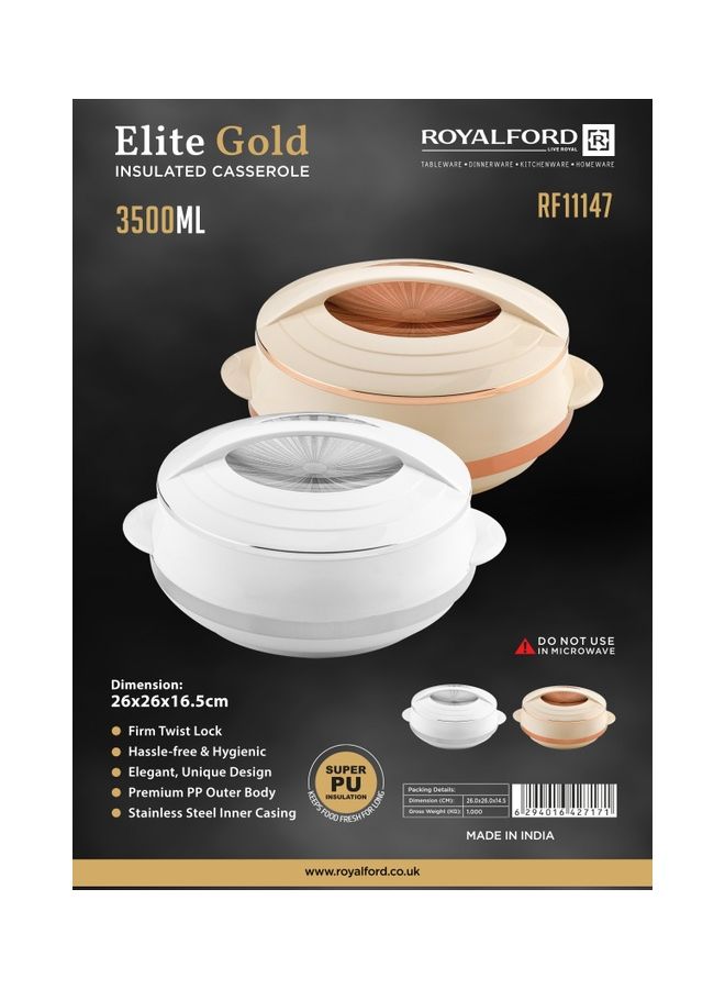 Royalford Elite Gold Insulated Casserole stylish colour finish 3500ml - Image 2