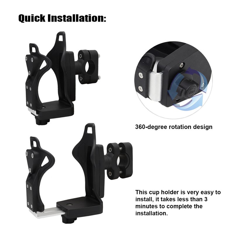 Motorcycle ATV Cup Holder Universal Water Bottle Holder with Metal Clamp, Upgraded Drink Holder for Motorcycle Bike - Image 2