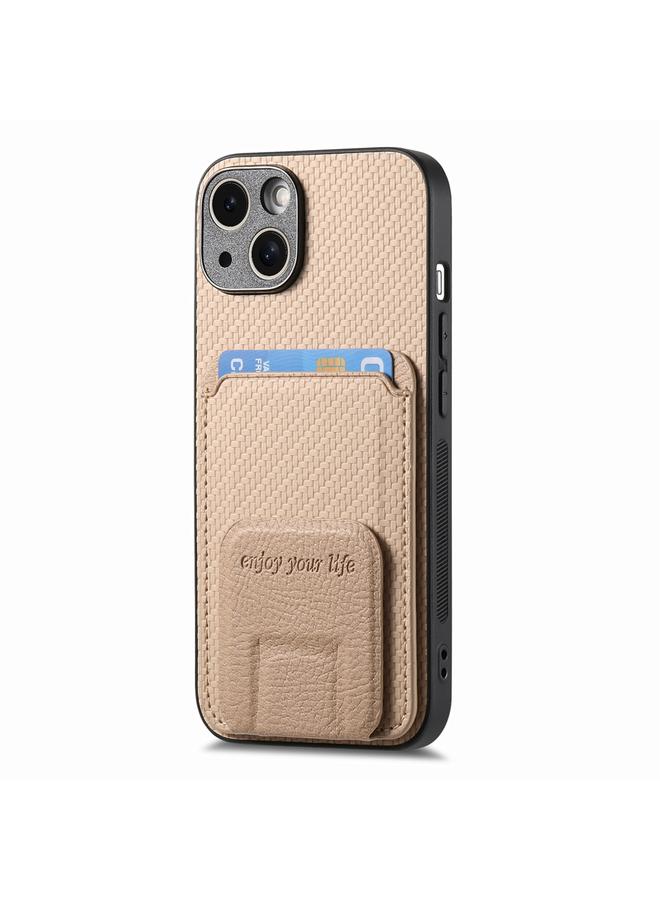 S-TOP Case For iPhone 14 Plus Carbon Fiber Card Bag Fold Stand Phone Case - Image 2