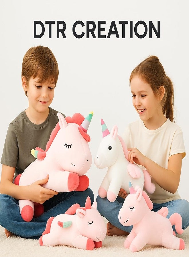 DTR Creation لعبة يونيكورن قطيفة ناعمة من دي تي آر كرييشن للأطفال | يونيكورن نائم لطيف، لعبة محشوة للبنات والأولاد، هدية مثالية لأعياد الميلاد وتزيين غرف الأطفال (لون وردي) 25 سم - Image 4