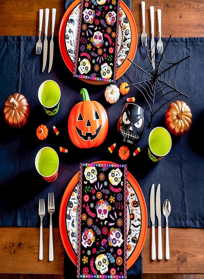 JarThenaAMCS 100Pcs Halloween Guest Napkins Floral Skull Disposable Napkins Mexican Dinner Hand Towel Paper Napkins for Bathroom Holiday Fiesta Party Table Supplies - Image 3