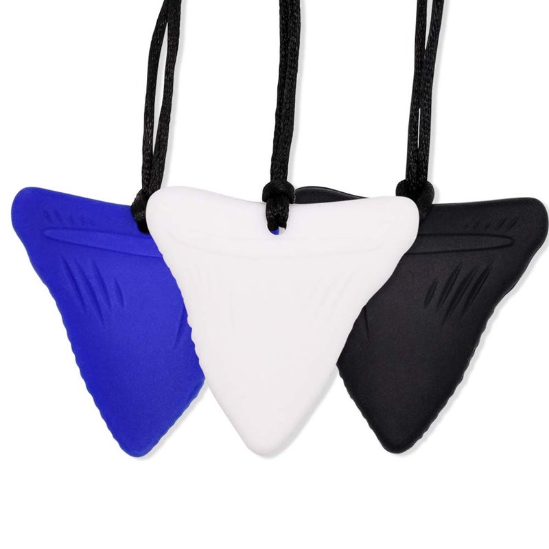 Shark Tooth Chew Necklace Sensory Chew Necklace Bundle for Kids with Chewing Teething ADHD Autism Biting Needs Oral Motor Chewy Teether Made from Food Grade Silicone Safety for BoysGirls