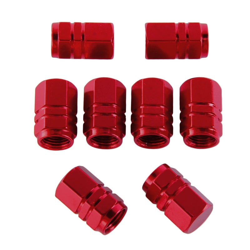 EBOOT 8 Pieces Tire Stem Valve Caps Wheel Valve Covers Car Dustproof Tire Cap Hexagon Shape Red