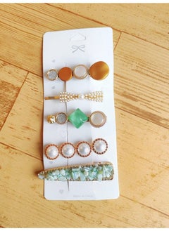 ANNACREATIONS 5 Piece Korean Style Pearl Metal Hair Clips Plastic Pearl Barrettes Hairpin For Women & Girls(Golden)  - Image 5