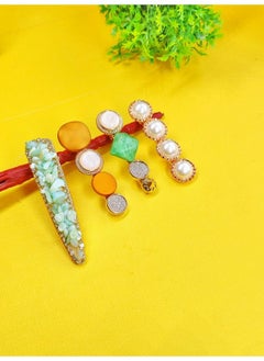 ANNACREATIONS 5 Piece Korean Style Pearl Metal Hair Clips Plastic Pearl Barrettes Hairpin For Women & Girls(Golden)  - Image 4