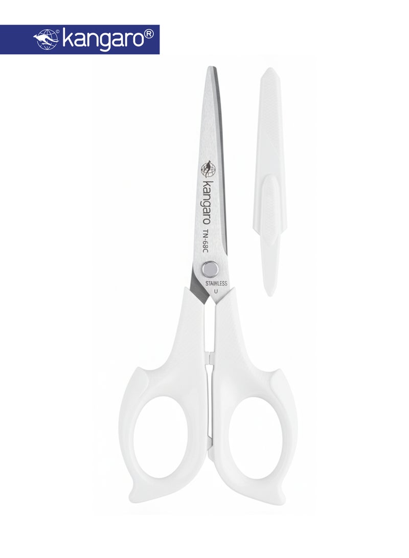 Kangaro Stainless Steel Office Scissors 169mm with 3D Handle & Safety Cap - Image 1