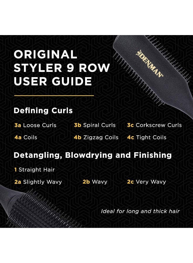 DENMAN فرشاة تصفيف 9 صفوف، سوداء، متوسطة - Image 5