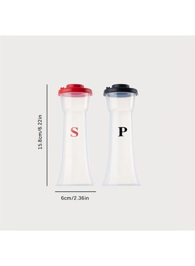 4pcs Black And Red Plastic Salt Pepper Shakers With Lids For Picnic Camping Travel - Image 2