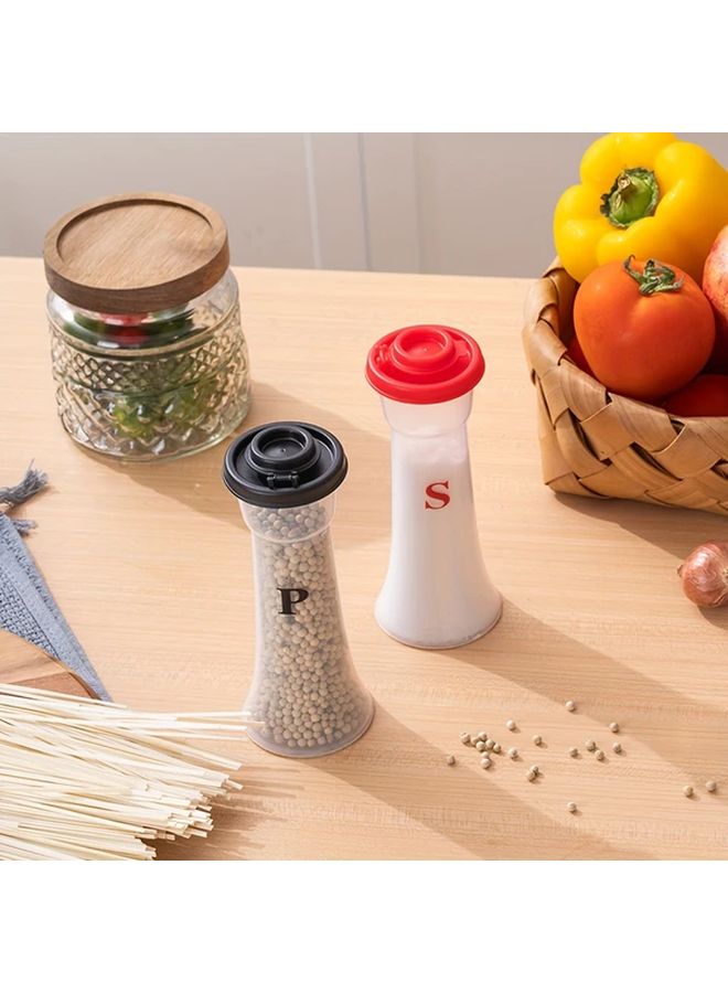 4pcs Black And Red Plastic Salt Pepper Shakers With Lids For Picnic Camping Travel - Image 3