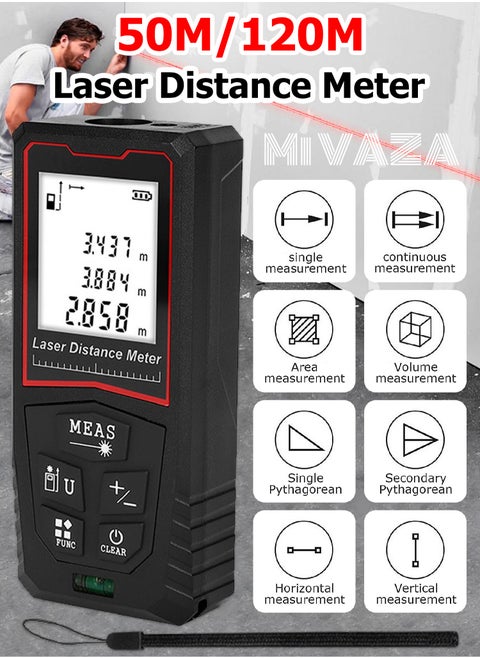 Portable Laser Measure - Digital Smart Laser Distance Meter with Bubble Levels - Measure Distance - 20 Sets of Data - Pythagorean Mode - Precision Measurement Tools
