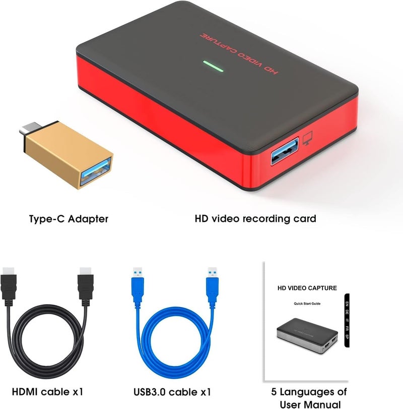 VIXLW كارت التقاط فيديو الألعاب HDMI بدقة 4K، بدقة 1080P و60 إطارًا في الثانية للصوت والفيديو، للألعاب، البث المباشر، كارت التقاط من HDMI إلى USB 3.0 متوافق مع أنظمة Windows وLinux وOs X وXbox 360 وWii U والكمبيوتر الشخصي - Image 4