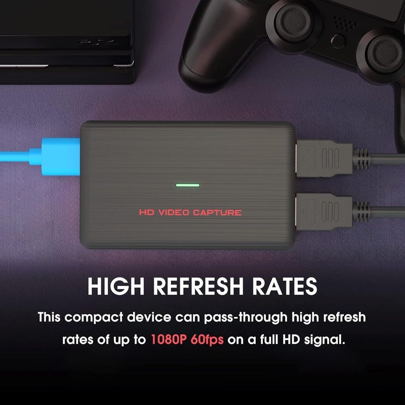 VIXLW كارت التقاط فيديو الألعاب HDMI بدقة 4K، بدقة 1080P و60 إطارًا في الثانية للصوت والفيديو، للألعاب، البث المباشر، كارت التقاط من HDMI إلى USB 3.0 متوافق مع أنظمة Windows وLinux وOs X وXbox 360 وWii U والكمبيوتر الشخصي - Image 5