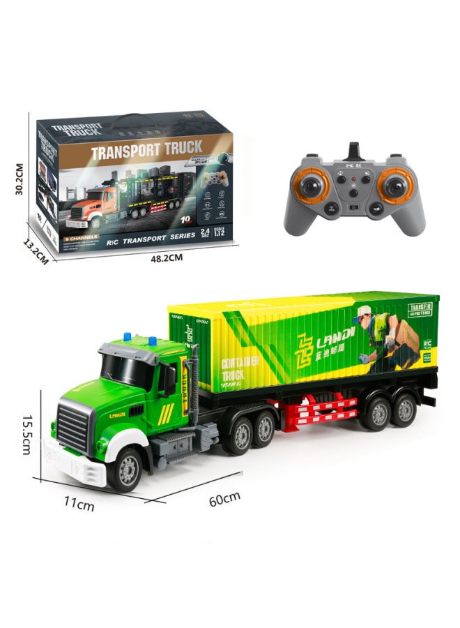 Loquat Electric Remote Control Container Trailer With Light Music Double-layer Transport Vehicle Simulation Container Children's Toy Men-Color:9012 Remote Control 9-pass Container Trailer With Light And Mu - Image 1