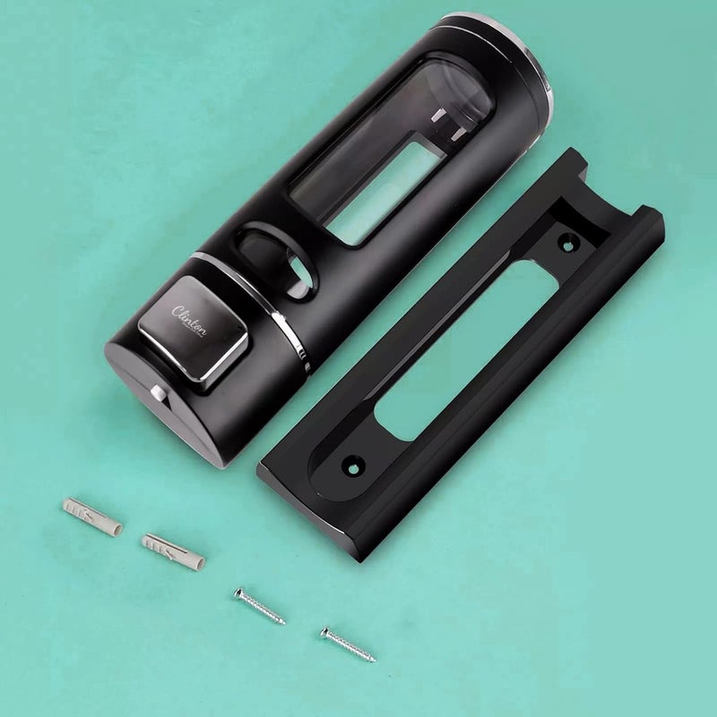 CLINTON حامل صابون سائل متعدد الاستخدامات مثبت على الحائط سعة 400 مل للحمام (أسود) - Image 5