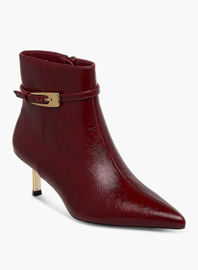 Celeste Red Women Buckle Detail Ankle Boots for Women | Best Price UAE