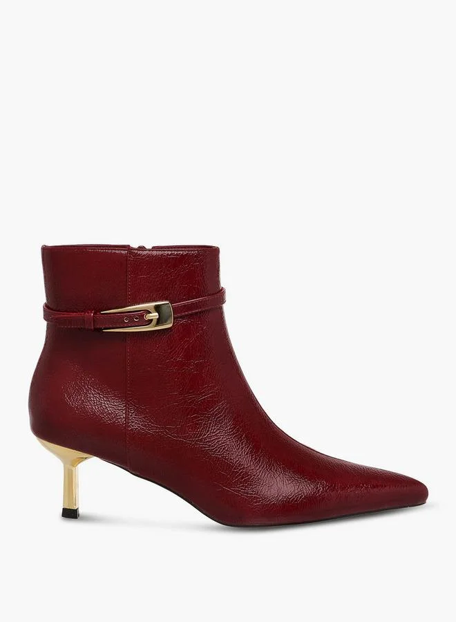 Celeste Red Women Buckle Detail Ankle Boots for Women | Best Price UAE