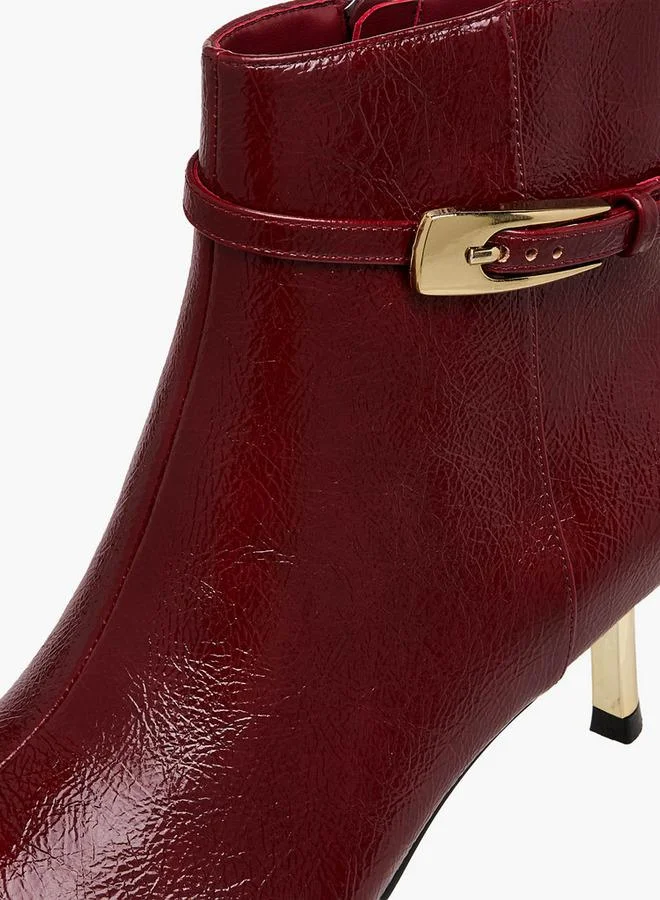 Celeste Red Women Buckle Detail Ankle Boots for Women | Best Price UAE