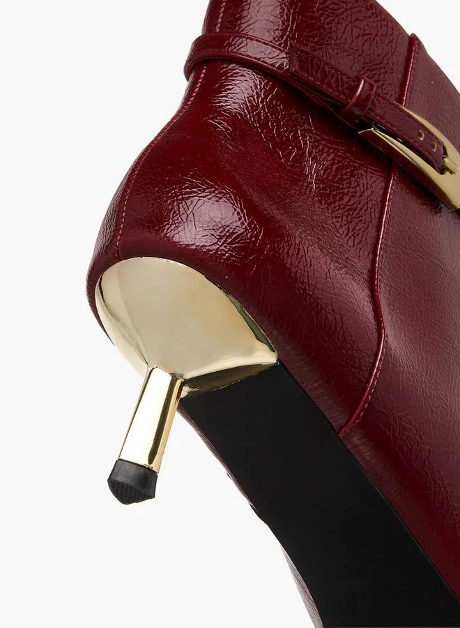 Celeste Red Women Buckle Detail Ankle Boots for Women | Best Price UAE