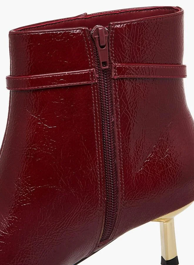 Celeste Red Women Buckle Detail Ankle Boots for Women | Best Price UAE