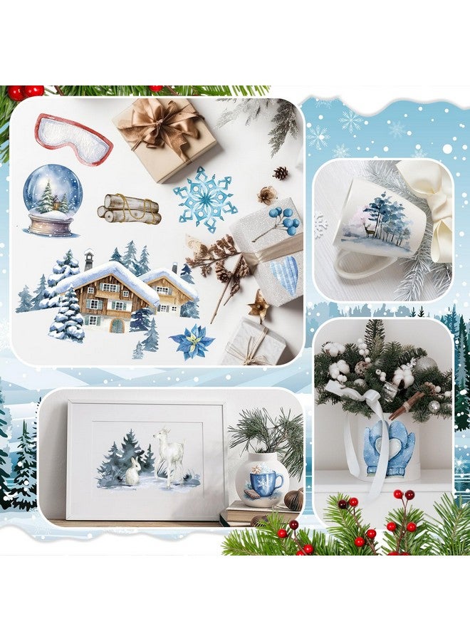 Satinior 16 Sheets Christams Winter Rub On Transfers For Crafts Snow Style Scrapbook Stickers Rub On Decals For Diy Wood Furniture Fabric Journal Dairy Envelope Crafts, 5.9 X 5.9 Inch - Image 2