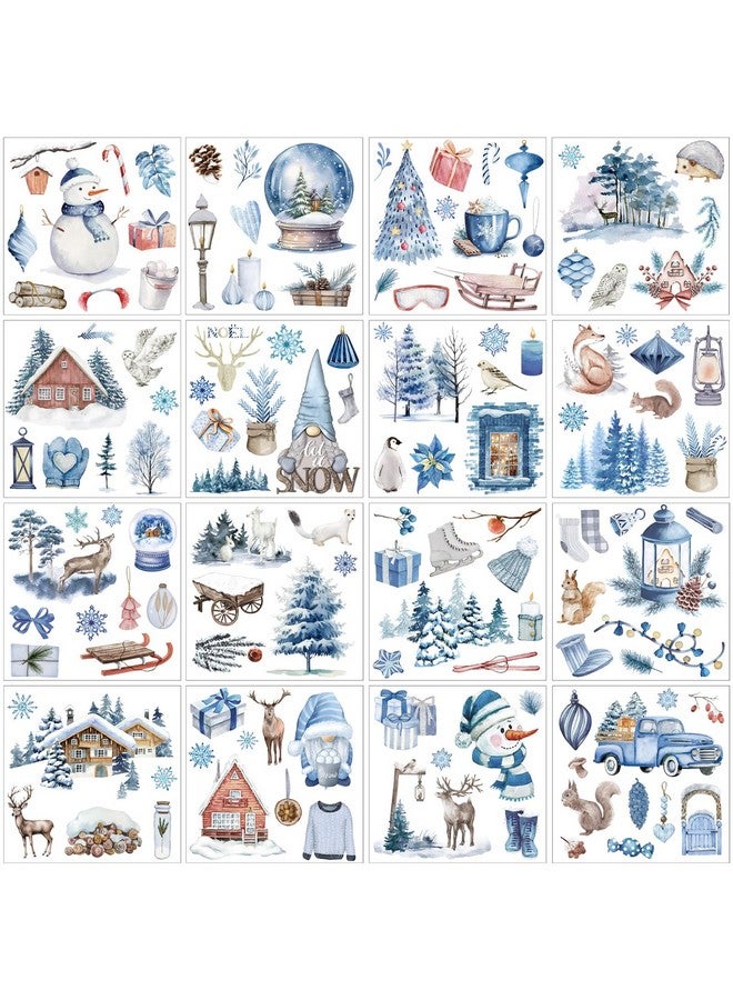 Satinior 16 Sheets Christams Winter Rub On Transfers For Crafts Snow Style Scrapbook Stickers Rub On Decals For Diy Wood Furniture Fabric Journal Dairy Envelope Crafts, 5.9 X 5.9 Inch - Image 1