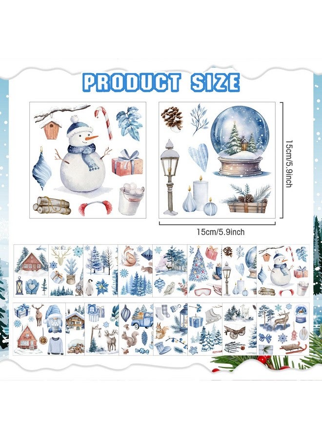 Satinior 16 Sheets Christams Winter Rub On Transfers For Crafts Snow Style Scrapbook Stickers Rub On Decals For Diy Wood Furniture Fabric Journal Dairy Envelope Crafts, 5.9 X 5.9 Inch - Image 3